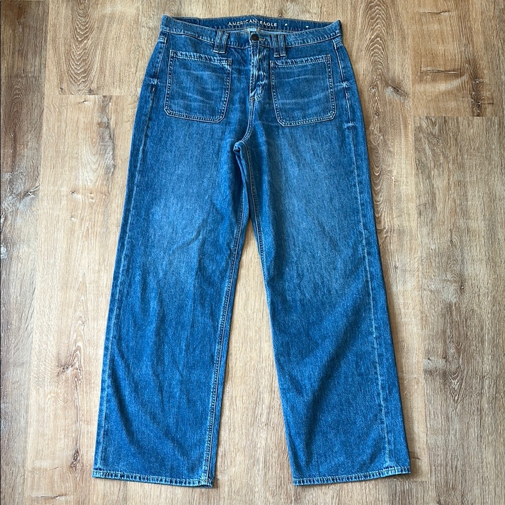 American Eagle Outfitters 90s Wide Leg Blue Jeans